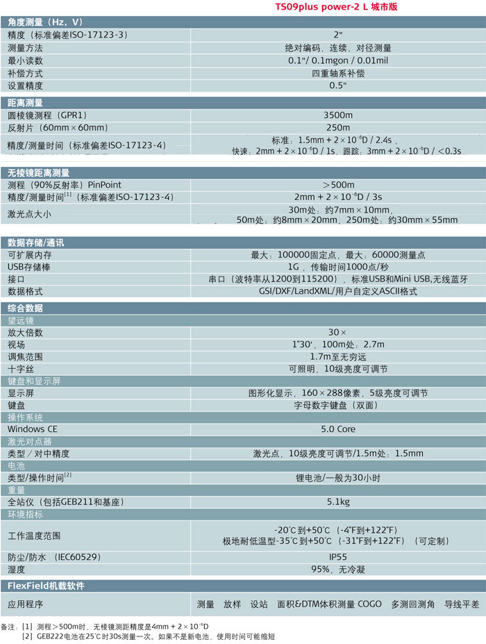 徠卡TS09plus power-2 L全站儀技術參數(shù)